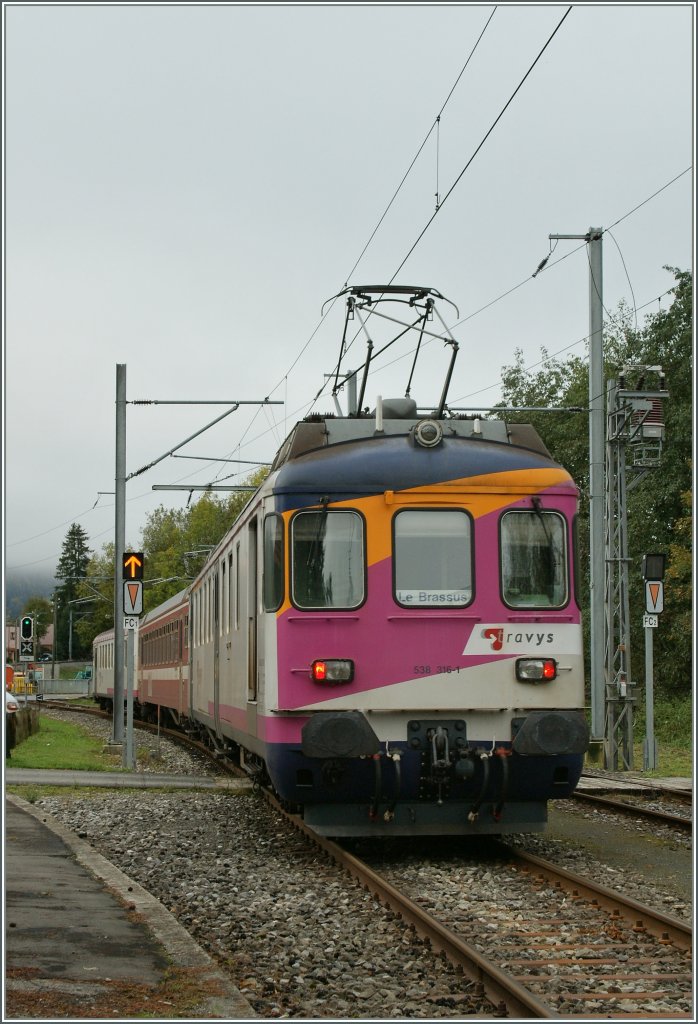 The Ex MThB ABDe 4/4 is now runs for Travys.
Le Pont, 11.10.2012