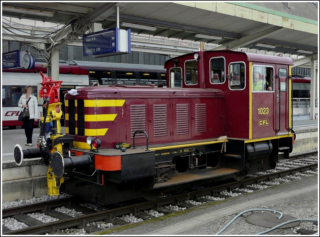 The heritage shunter engine 1023 photographed in Luxembourg City on May 9th, 2009.