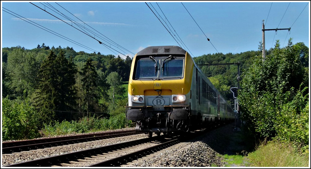 The IC A Oostende - Eupen is running near Pepinster on August 20th, 2011.