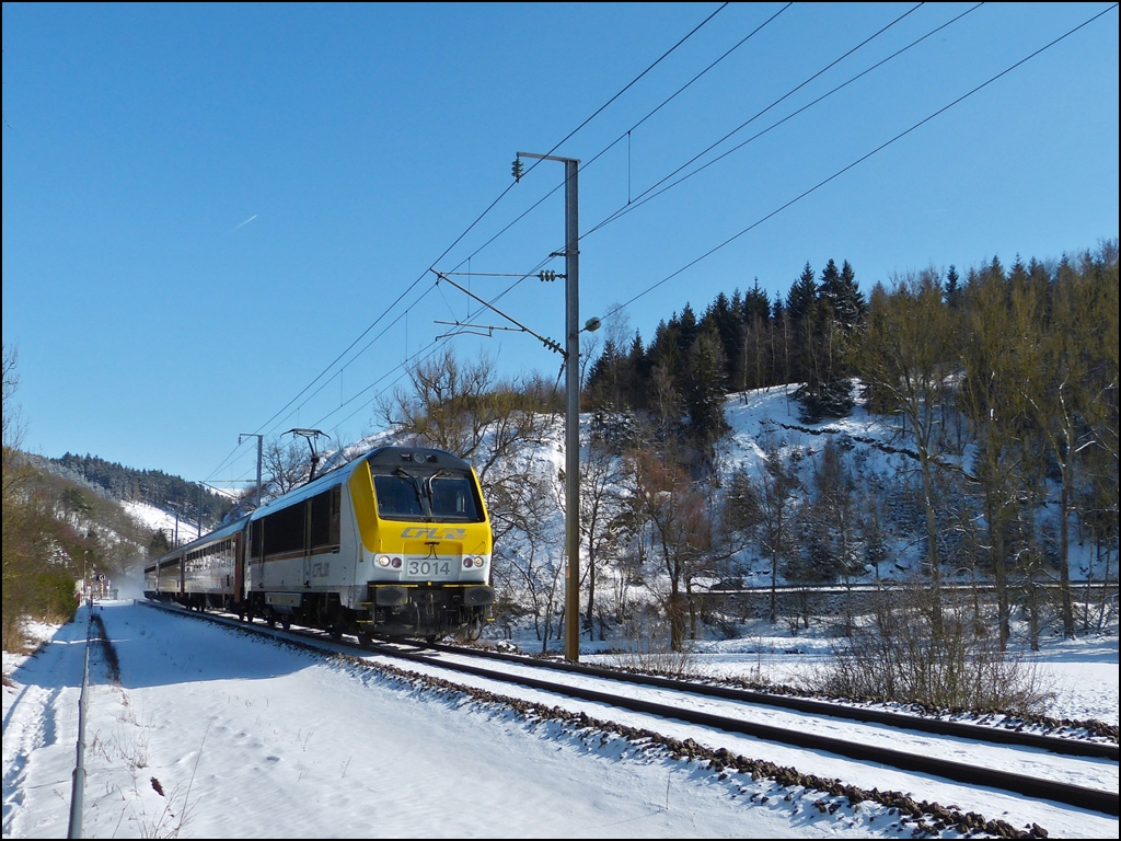 The IR 114 Luxembourg City - Liers photographed near Maulusmhle on March 13th, 2013.