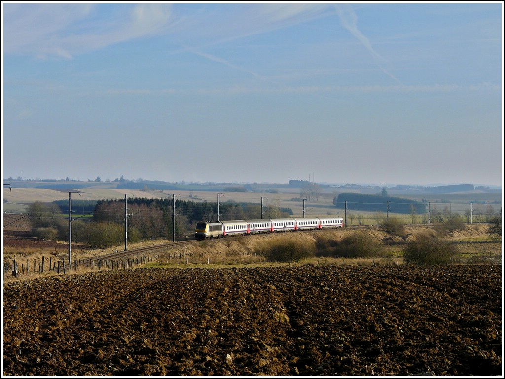 The IR 116 Luxembourg City - Liers is running between Troisvierges and Gouvy on February 23rd, 2008.