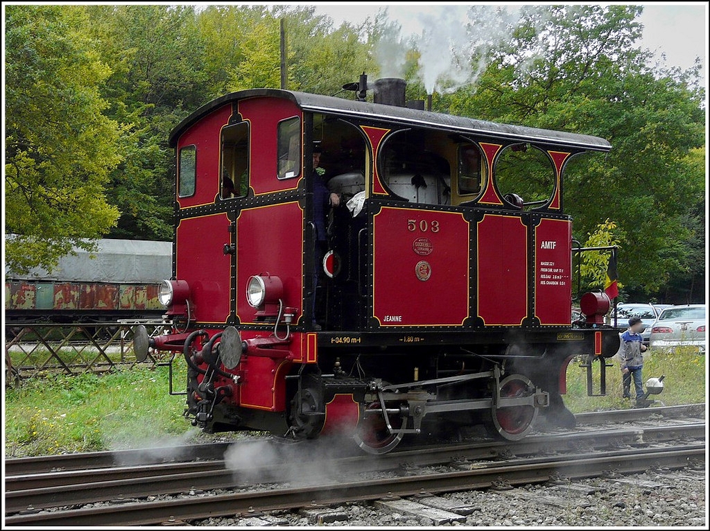 The little steam engine 503 is running through the station of Fond de Gras on September 13th, 2009.