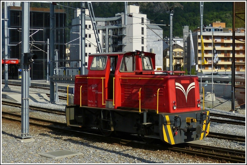 The MGB Tm 2/2 74 photographed in Visp on May 28th, 2012.