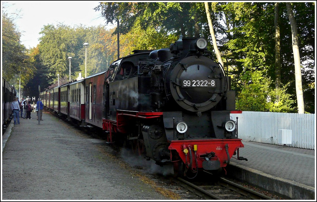 The Molli is leaving the station of Heiligendamm on September 25th, 2011.