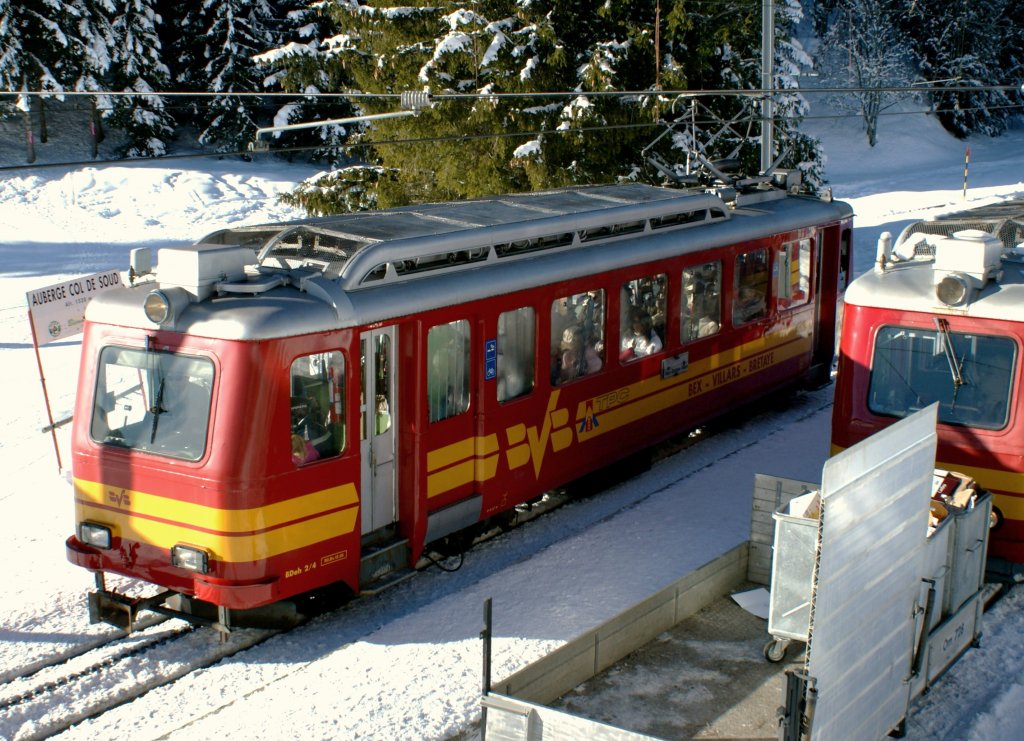 The old BDeh 2/4 on the Col de Soud Station. 
08.02.2010 