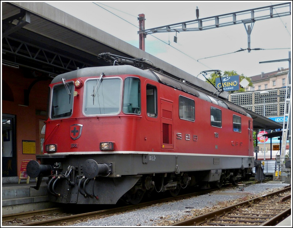 The Re 4/4 II 11158 photographed in Locarno on May 23rd, 2012.