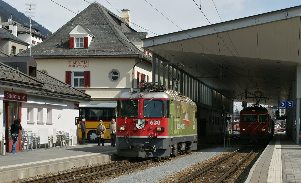 The RhB Ge 4/4 II 630 in Disentis. 15.03.2013