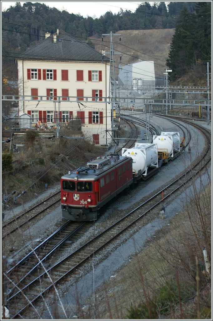 The RhB Ge 6/6 II 704 in Reichenau Tamins.
15.03.2013