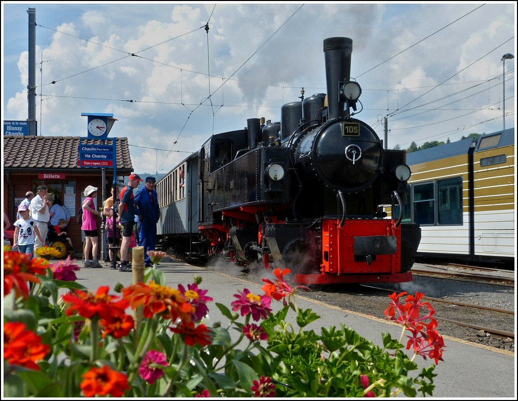 The SEG Mallet engine G 2x2/2 N 105 of the heritage railway Blonay-Chamby pictured in Blonay on May 27th, 2012.