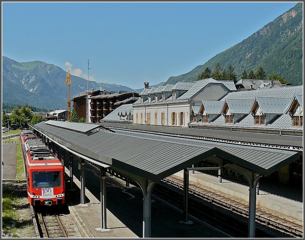 The station of Chamonix with a train (Z 850) of the Mont-Blanc-Express photographed on August 3rd, 2008.