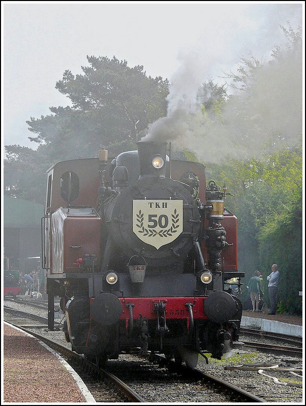 The steam engine TKh 5387 is running throught the station of Maldegem on May 1st, 2009.