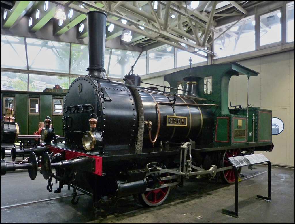 The steam locomotive H 1/2 N 1  Gnom  taken in the museum of transport in Luzern on September 12th, 2012.