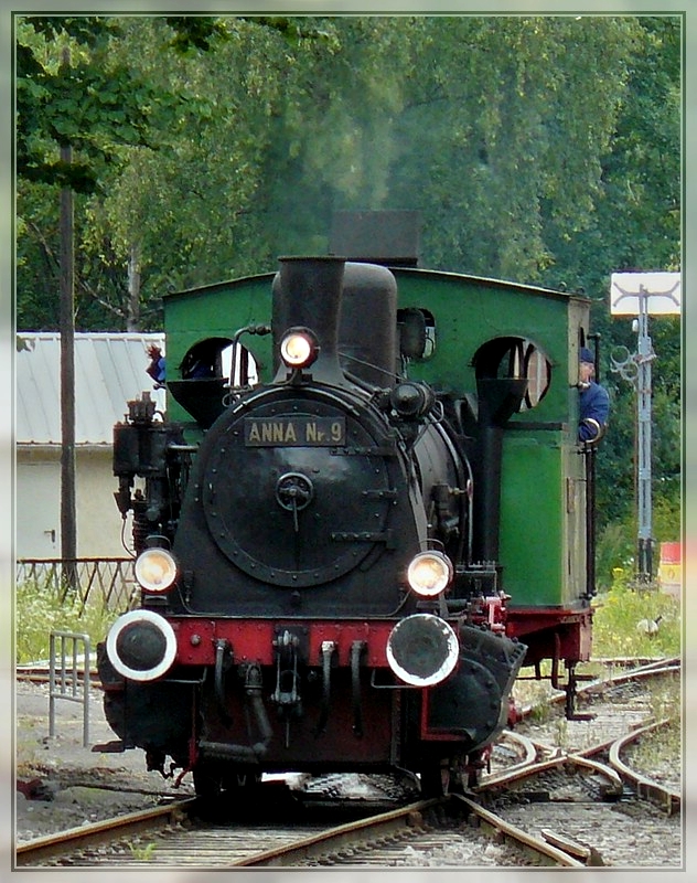 The steam locomotive N 9  Anna  is running through the station of Fond de Gras on August 17th, 2008.