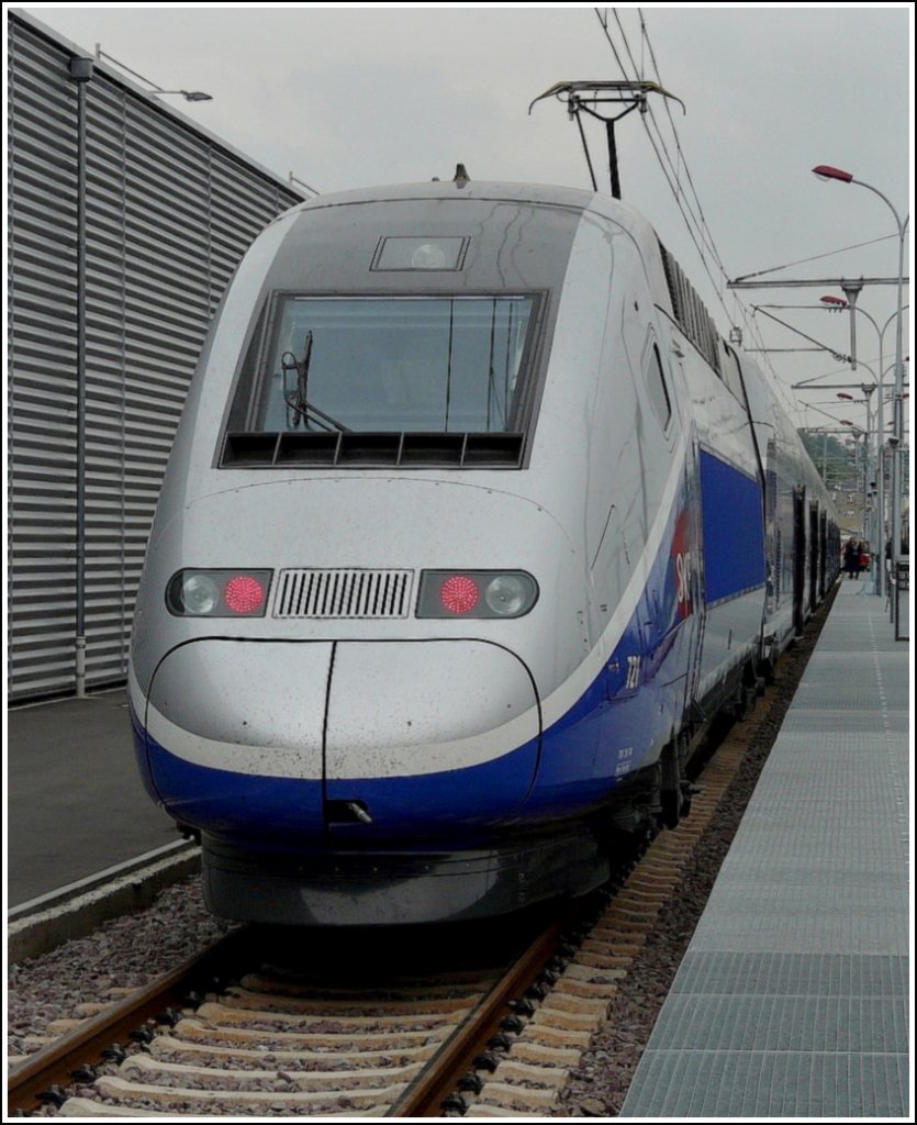 The TGV Duplex 721 taken in Luxembourg City on May 9th, 2009.