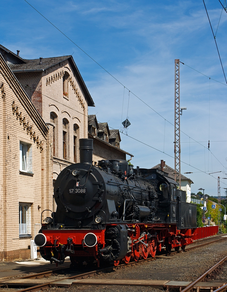The trailing tender-freight train locomotive 57 3088 (Prussian G10), built in 1922 by Rheinmetall, on 18.08.2012 in the South Westphalian Railway Museum in Siegen.