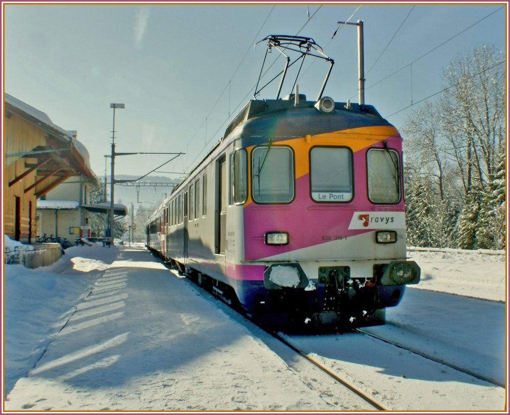 The Travys RABDe 538 316-1 (ex MThB) in Le Pont. 
13.01.2009