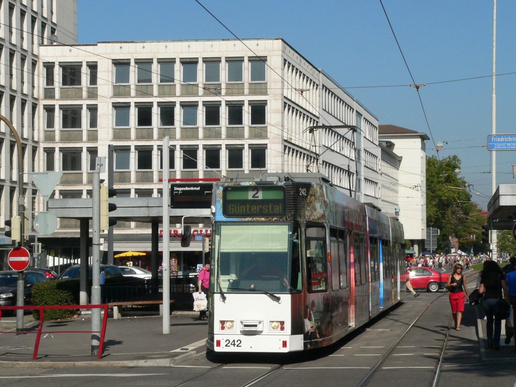 Tram #242, line 2 to Gnterstal, in Freiburg (Breisgau), 2011-10-01