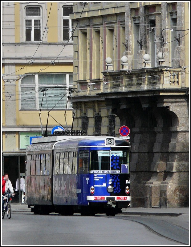 Tram N 40 is running through the Maria-Theresien-Strae in Innsbruck on March 8th, 2008