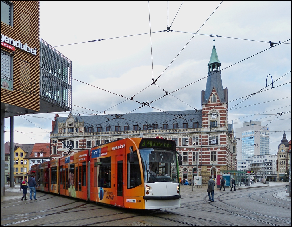 Tram N 646 pictured on Erfurt Anger on December 26th, 2012.