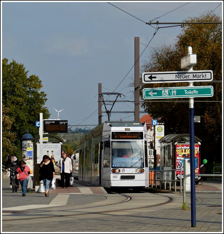 Tram N 662 pictured in the Ernst-Barlach-Strae in Rostock on September 24th, 2011.