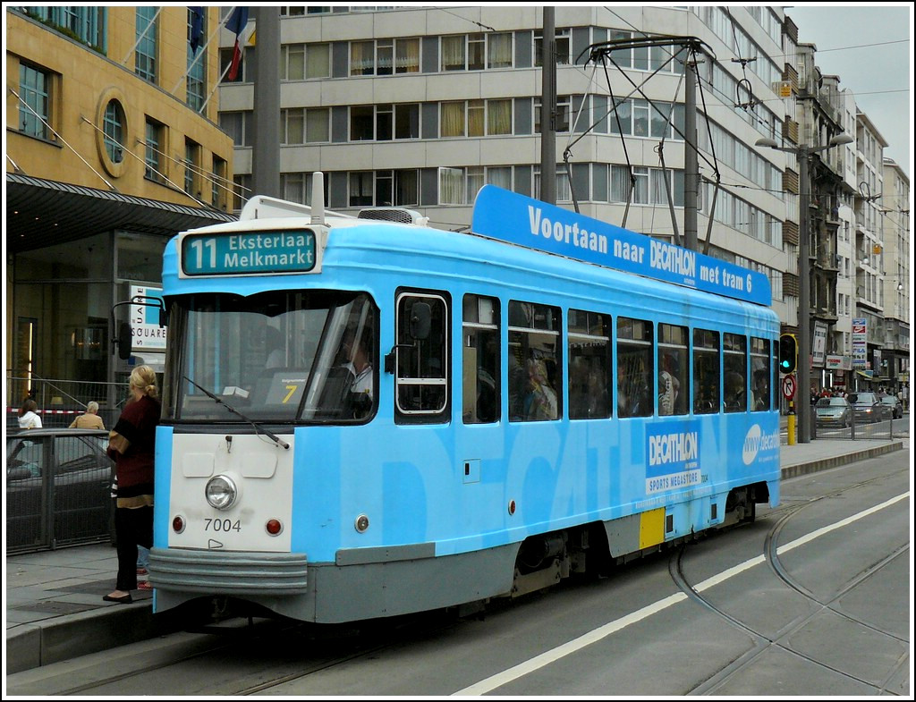 Tram N 7004 is running through the Carnotstraat in Antwerp on September 13th, 2008.