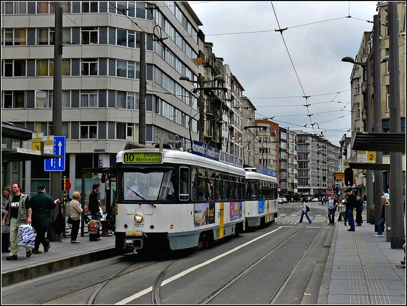 Tram N 7077 taken near the station Antwerpen Centraal on September 13th, 2008.