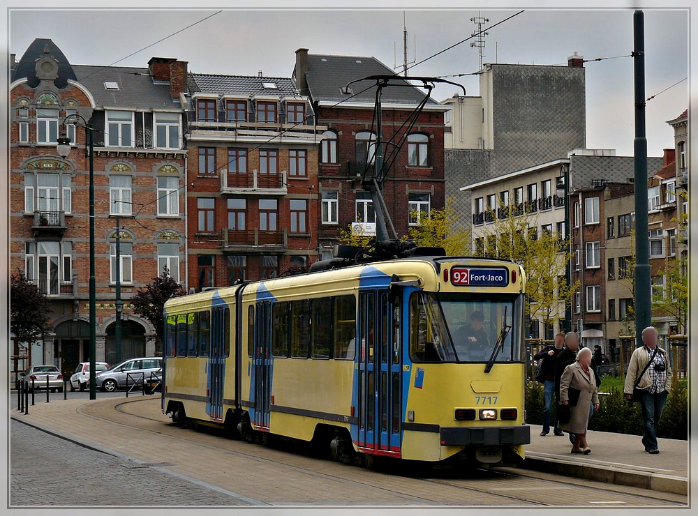 Tram N 7717 pictured at the stop Schaerbeek Station on May 8th, 2010.