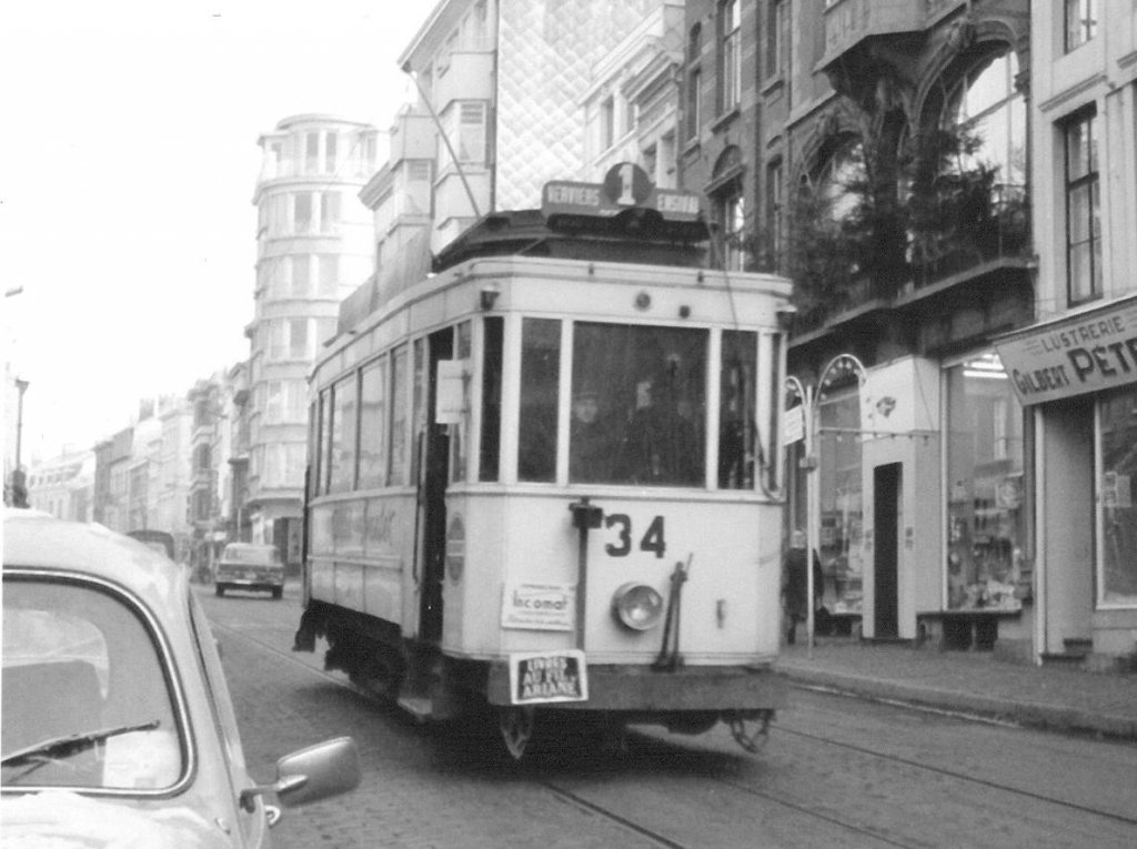 Tram in Verviers some days before its suppression (December 1969).