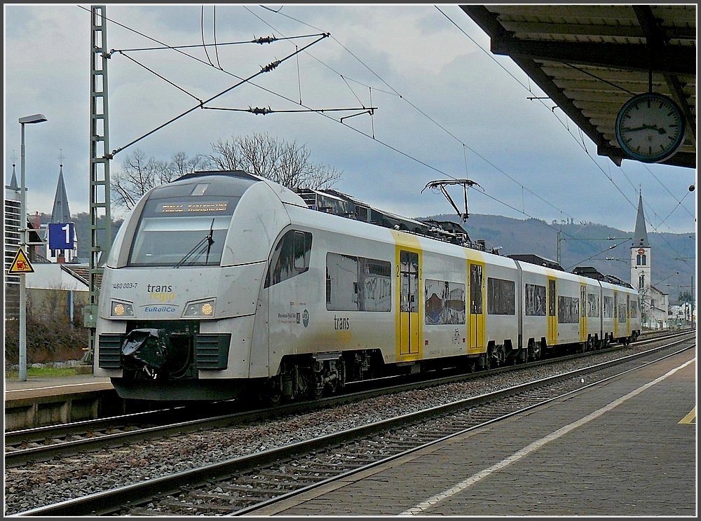 Trans regio 460 003-7 photographed at Boppard on March 20th, 2010.