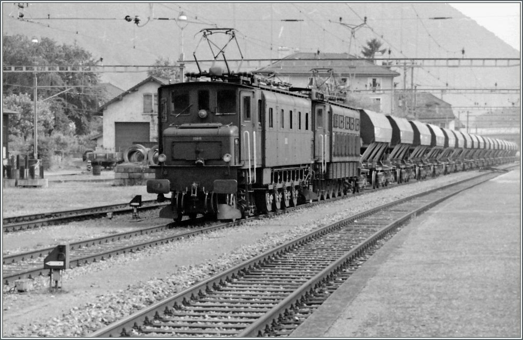 Two Ae 4/7 with a Cargo train in Villeneuve.
scanned negative/Summer 1995 