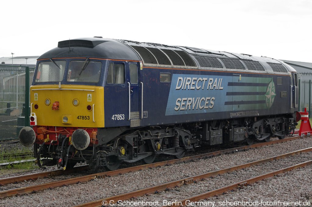 York,  Direct Rail Services (DRS)  Class 47 No.47853   Rail Express  at the buffers, 2013,06,14