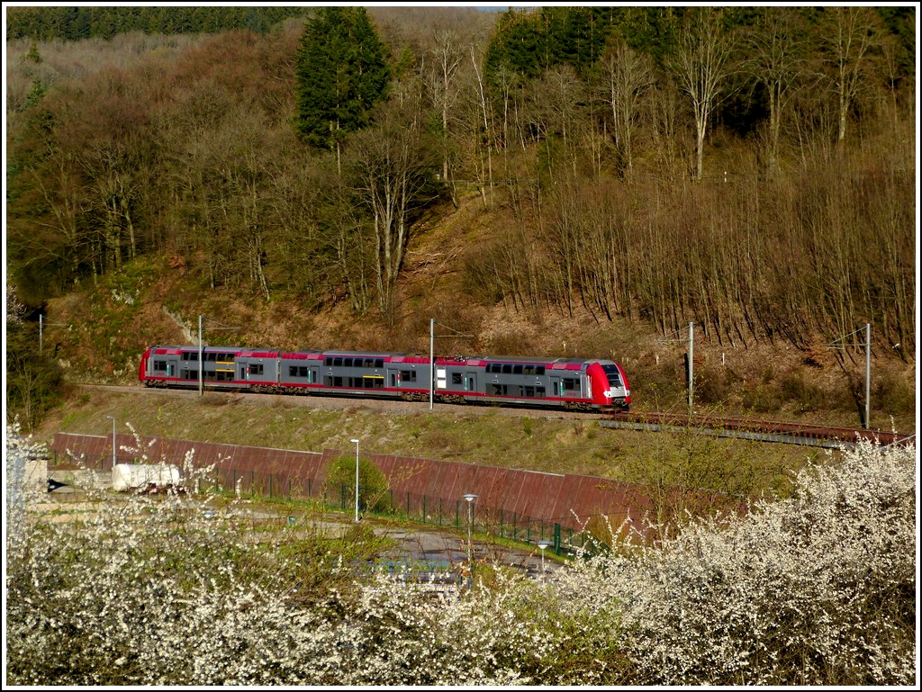 Z 2211 is running between Wiltz and Merkholtz on April 19th, 2012.