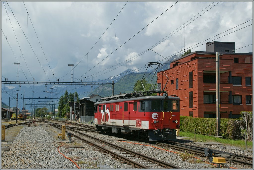  Zentralbahn  De 110 021-3 in Meiringen.
05.06.2013