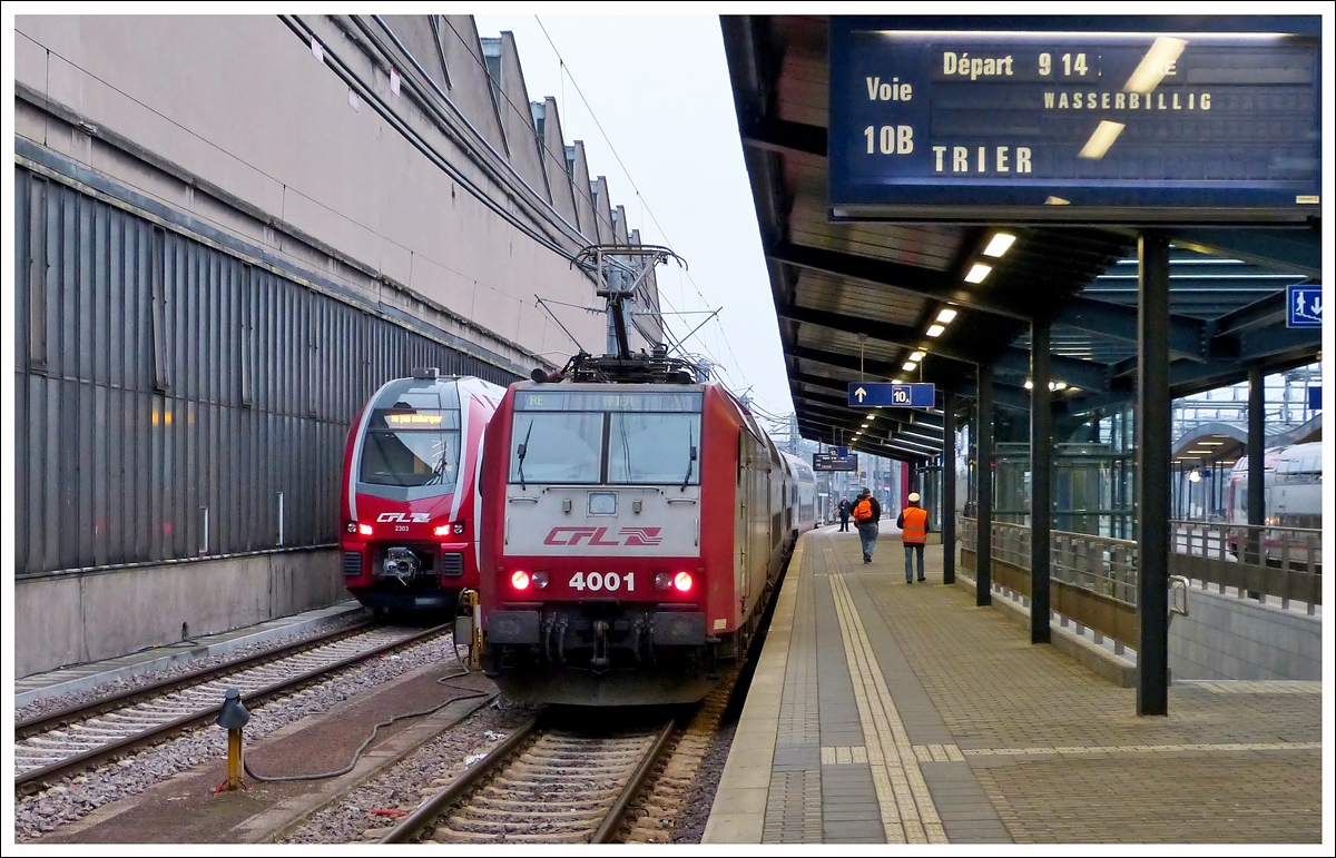 . 4001 pictured together with the brand new 2303 in Luxembourg City on January 22nd, 2014.