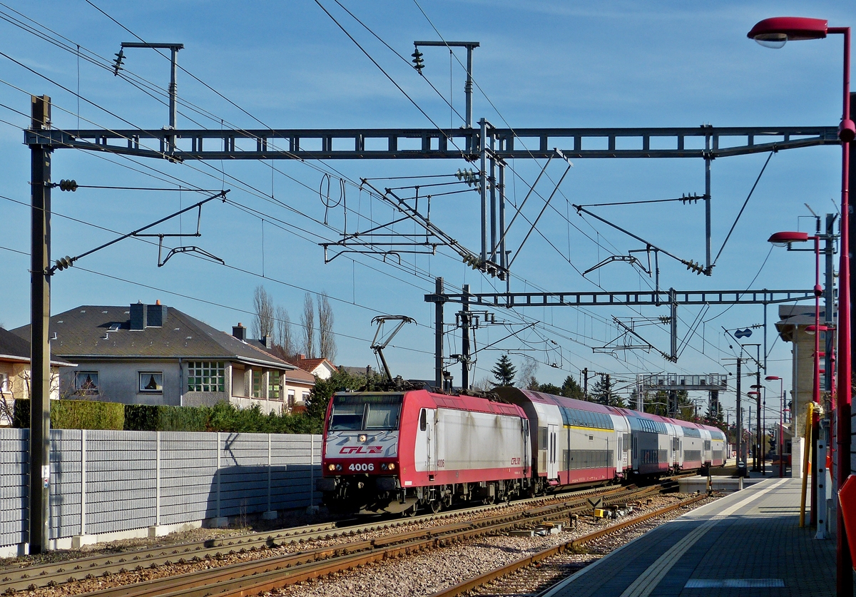 . 4006 is leaving the station of Noertzange on February 24th, 2014.