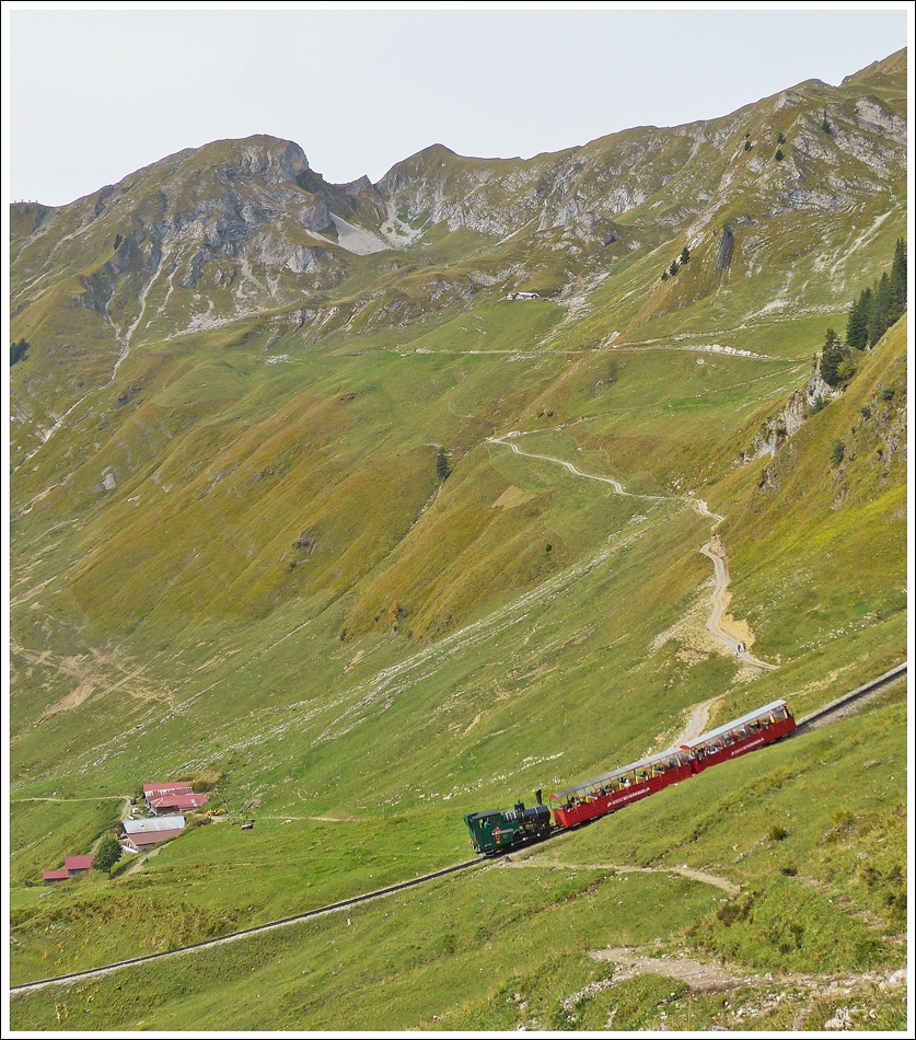 . A BRB train is climbing up the last meters before arriving in Khmatt galerie on September 28th, 2013.