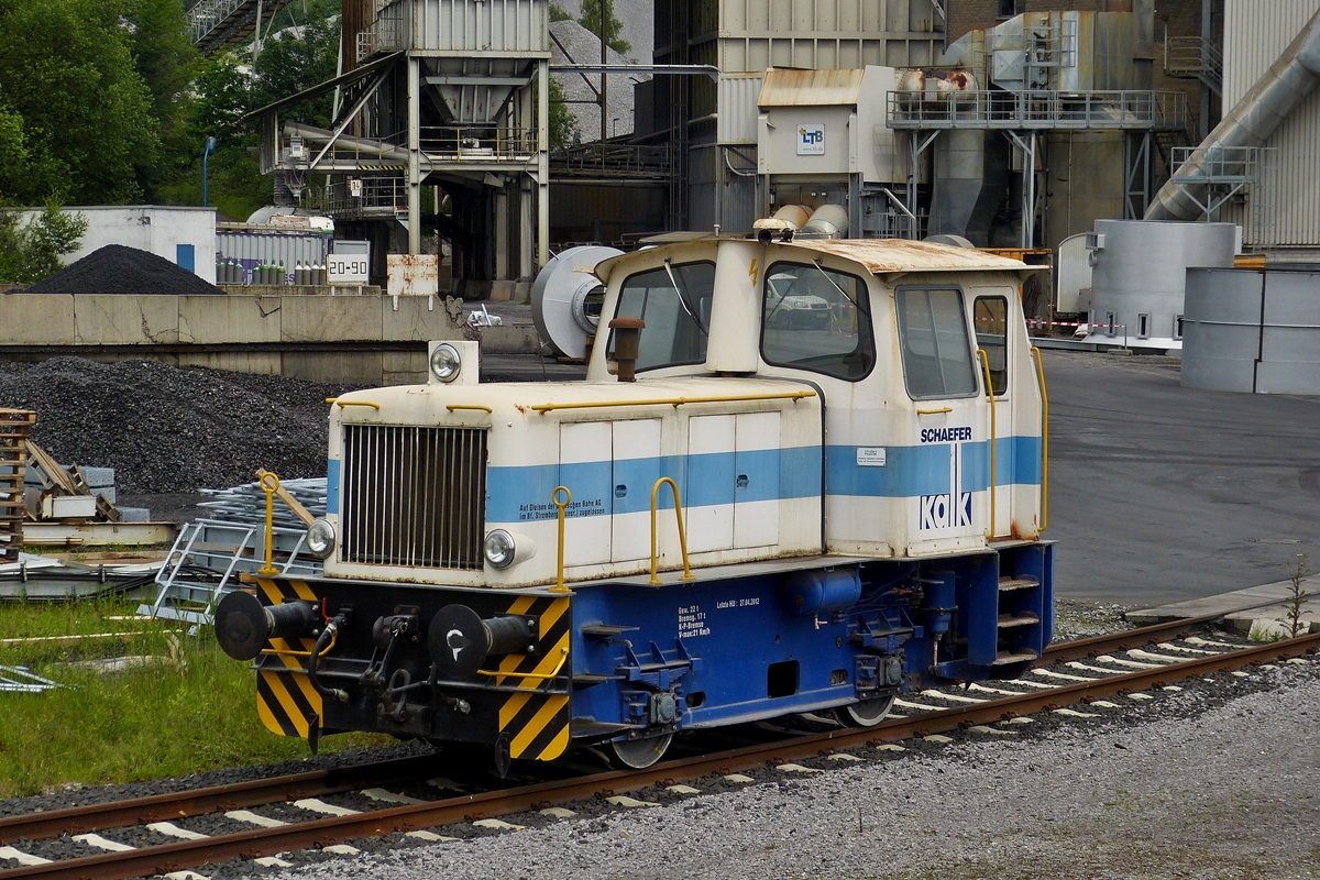 . A Gmeinder 130 PS shunter engine of the Schaefer Kalk GmbH & Co. KG pictured in Runkel-Steeden on May 26th, 2014. 