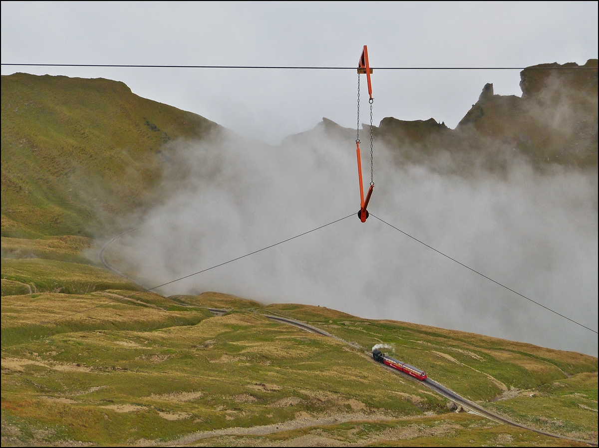 . A little steam train is descending the marvelous BRB track on September 29th, 2013.