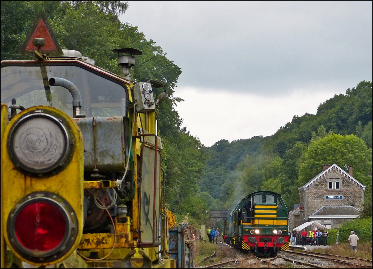 . A lot of PFT/TSP diesel engines taken in the station Dorinne-Durnal on the heritage railway track Le Chemin de Fer du Bocq on August 17th, 2013.