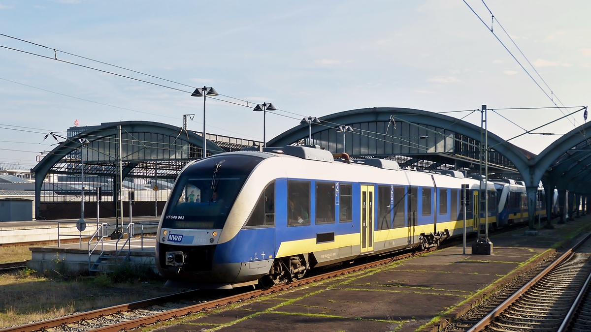 . A NWB local train is leaving the main station of Oldenburg (Oldb) on October 11th, 2014.