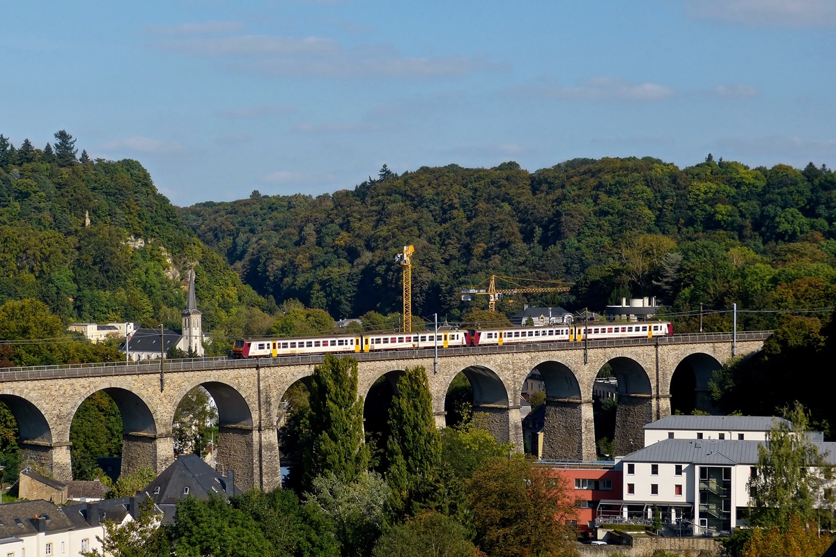 . A Z 2000 double unit photographed on the Pfaffental viaduct in Luxembourg City on September 23rd, 2014.