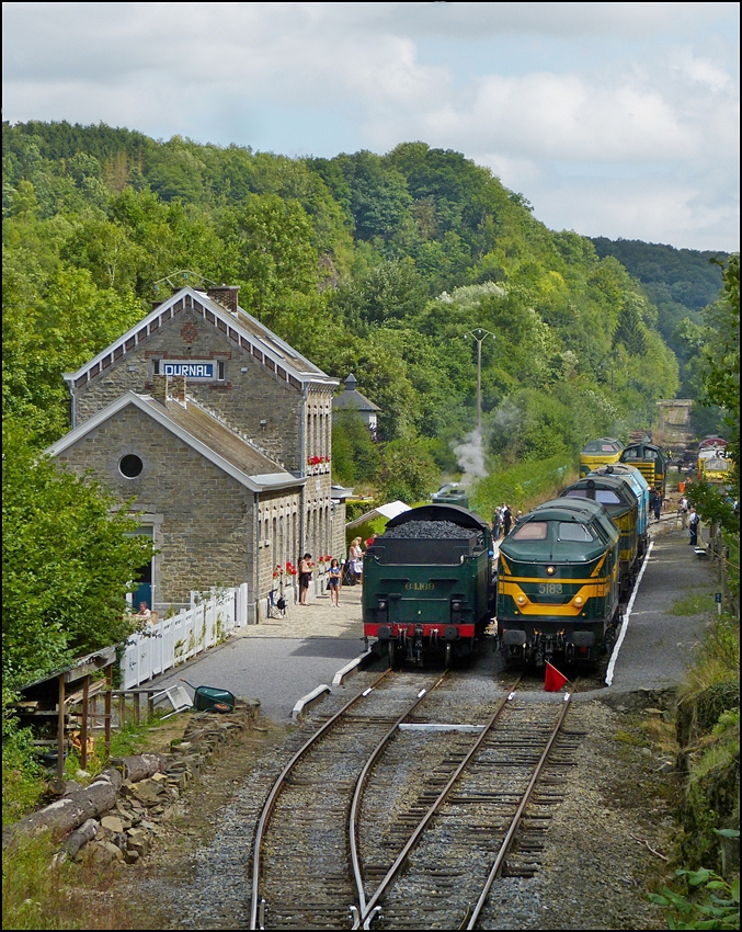 . Diesel festival in the station Dorinne-Durnal on the heritage railway track Le Chemin de Fer du Bocq on August 17th, 2013.