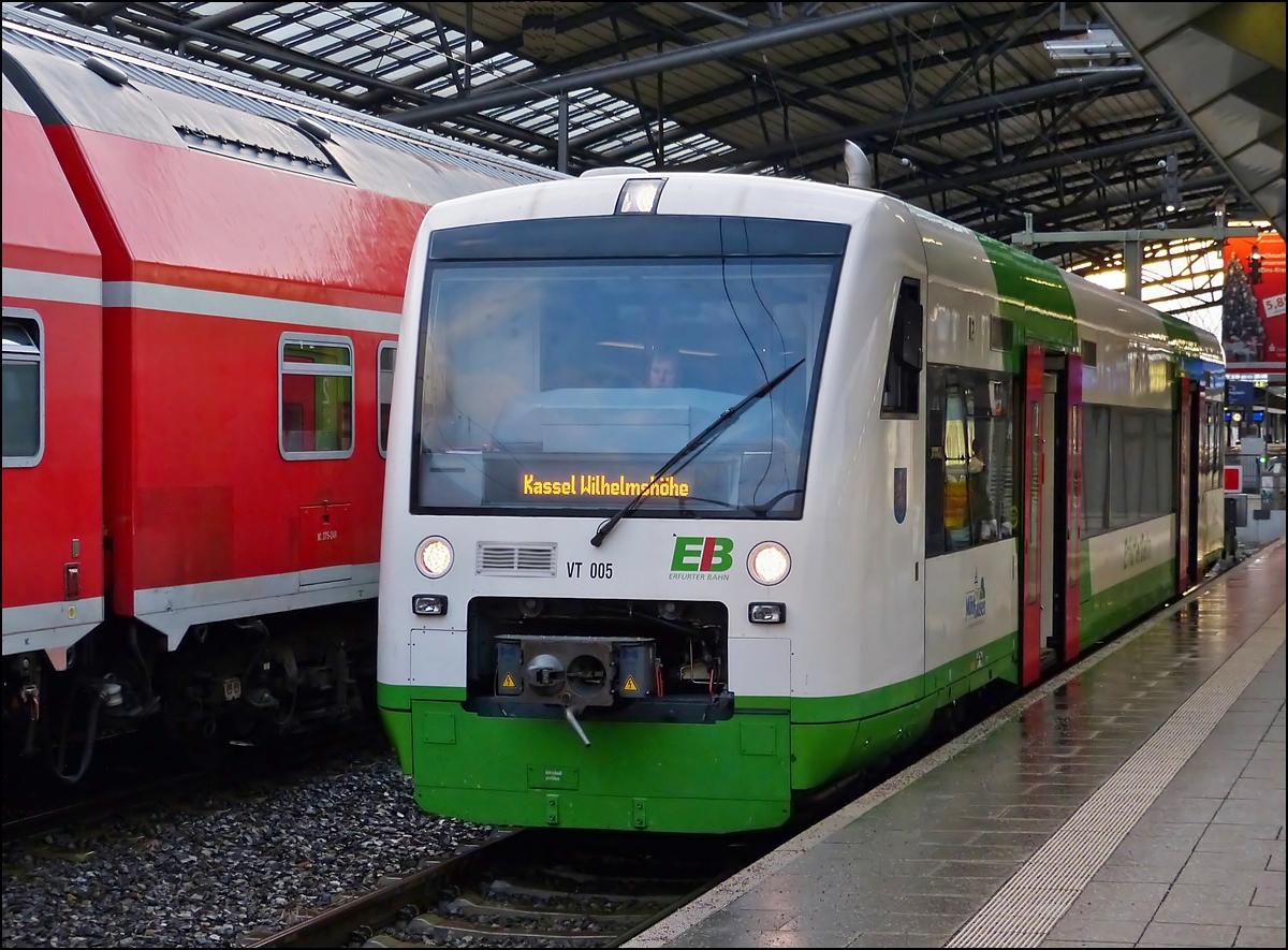 . EB (Erfurter Bahn) VT 005 pictured in Erfurt main station on December 26th, 2012. 