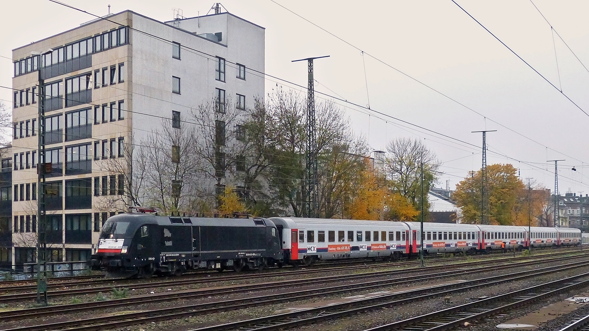 . MRCE ES 64 U2-030 with HKX (Hamburg-Kln-Express) taken out of a running train near Cologne main station on November 20th, 2014.