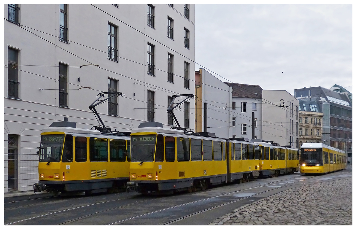 . Several BVG Tatra trams taken in Berlin Große Präsidentenstraße on December 29th, 2012.