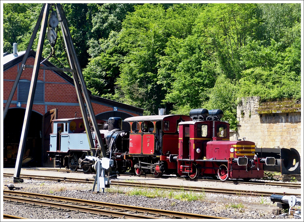 . Several engines of the heritage railway Train 1900 photographed in Fond de Gras on June 16th, 2013.