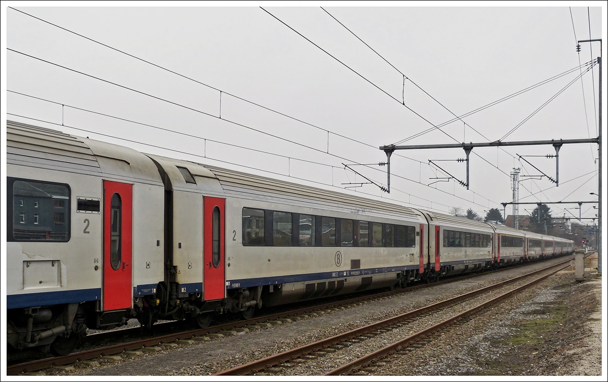 . SNCB second class I 11 wagons taken in Gouvy on January 19th, 2014.