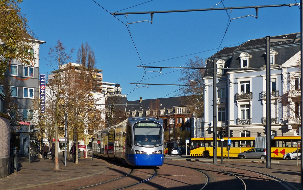 . SNCF Siemens Avanto tram-tram N 22 pictured in Rue de la Somme in Mulhouse on December 10th, 2013.
