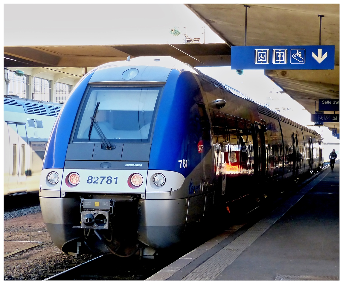 . SNCF TER Bibi 82781 photographed in Mulhouse main station on December 10th, 2013.