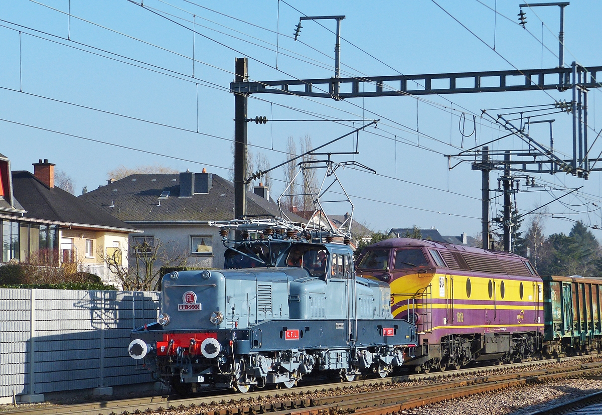 . The heritage BB 3608 is running through Noertzange on January 31st, 2014.